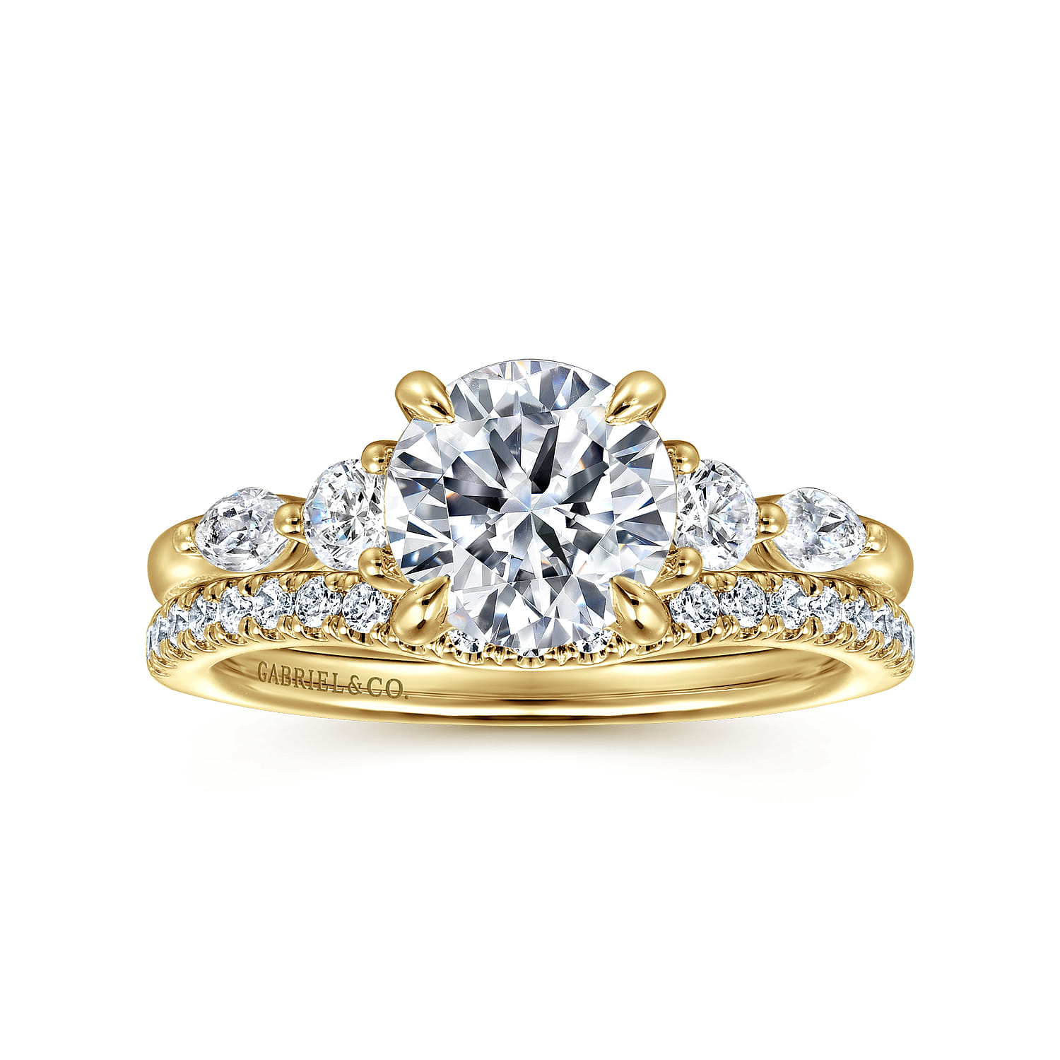 Cian - 14K Yellow Gold Round Five Stone Diamond Engagement Ring - 0.34 ct - Shot 4
