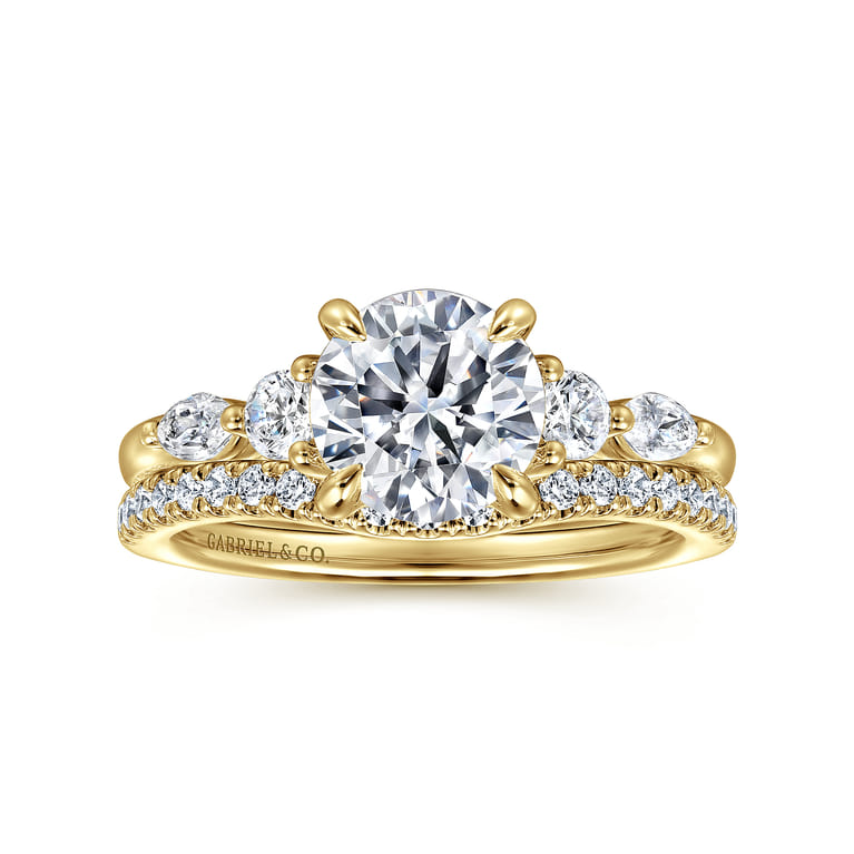 Cian - 14K Yellow Gold Round Five Stone Diamond Engagement Ring - 0.34 ct - Shot 4