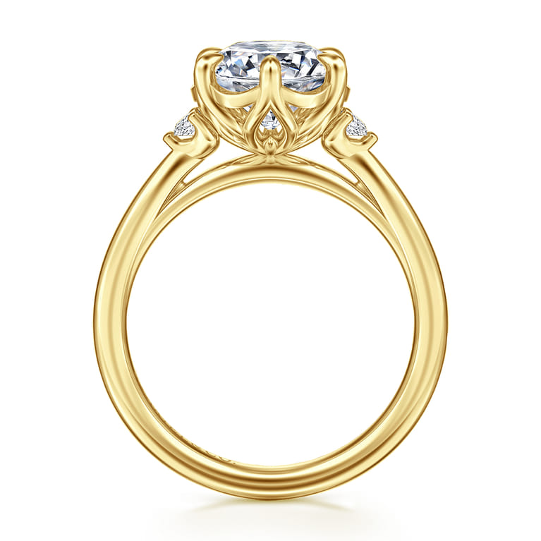 Blaise - 14K Yellow Gold Round Three Stone Diamond Engagement Ring - 0.08 ct - Shot 2