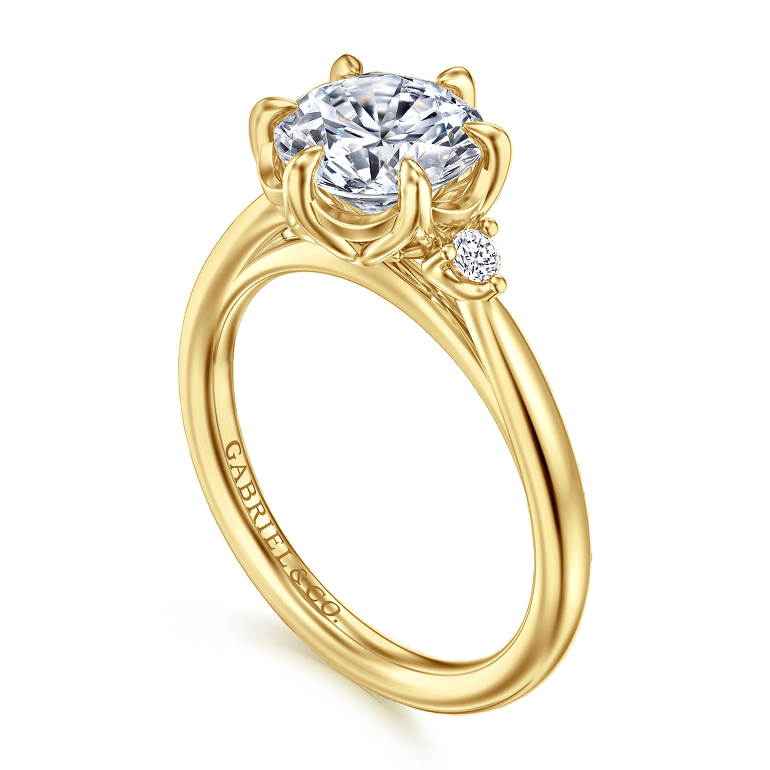 Blaise - 14K Yellow Gold Round Three Stone Diamond Engagement Ring - 0.08 ct - Shot 3