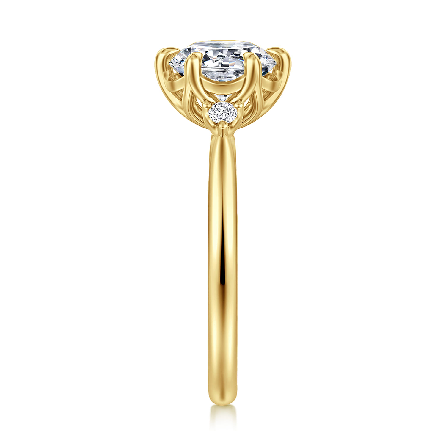 Blaise - 14K Yellow Gold Round Three Stone Diamond Engagement Ring - 0.08 ct - Shot 5