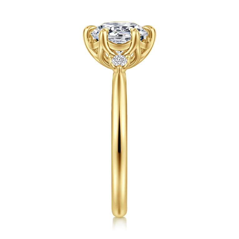 Blaise - 14K Yellow Gold Round Three Stone Diamond Engagement Ring - 0.08 ct - Shot 5
