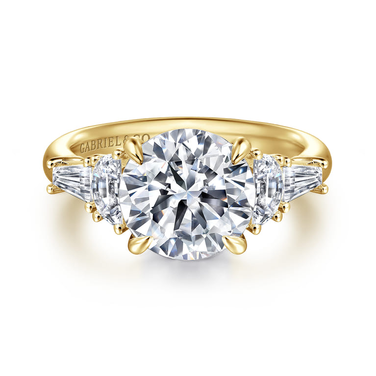 Arielle - 14K Yellow Gold Round Five Stone Diamond Engagement Ring - 0.8 ct - Shot 1