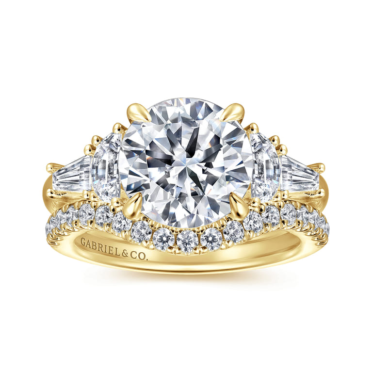 Arielle - 14K Yellow Gold Round Five Stone Diamond Engagement Ring - 0.8 ct - Shot 4