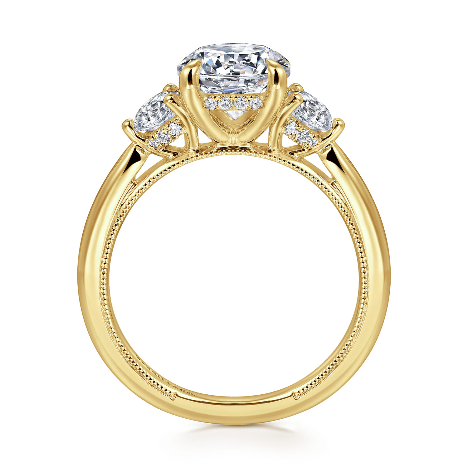 Abbi - 14K Yellow Gold Round Three Stone Diamond Engagement Ring - 0.55 ct - Shot 2