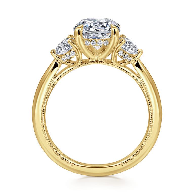 Abbi - 14K Yellow Gold Round Three Stone Diamond Engagement Ring - 0.55 ct - Shot 2