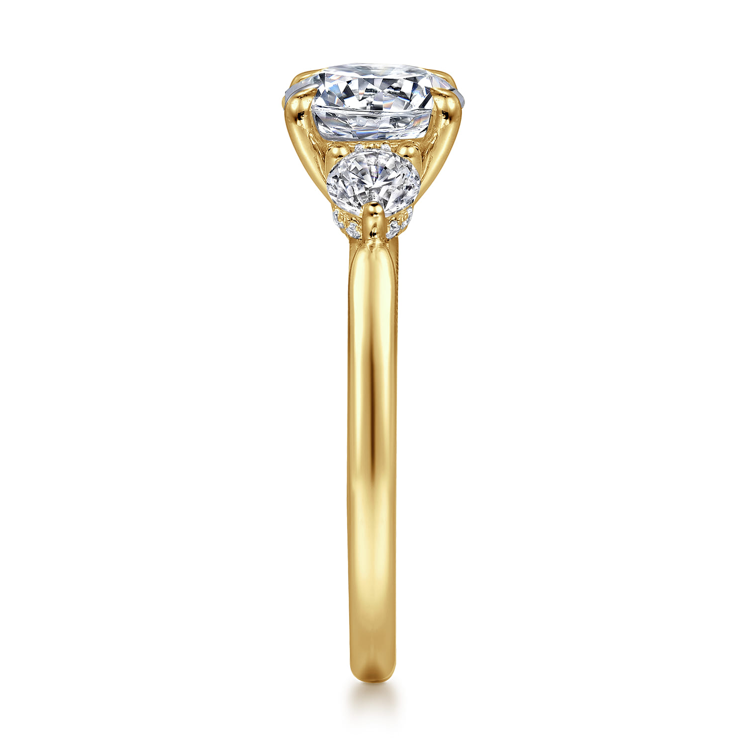 Abbi - 14K Yellow Gold Round Three Stone Diamond Engagement Ring - 0.55 ct - Shot 5