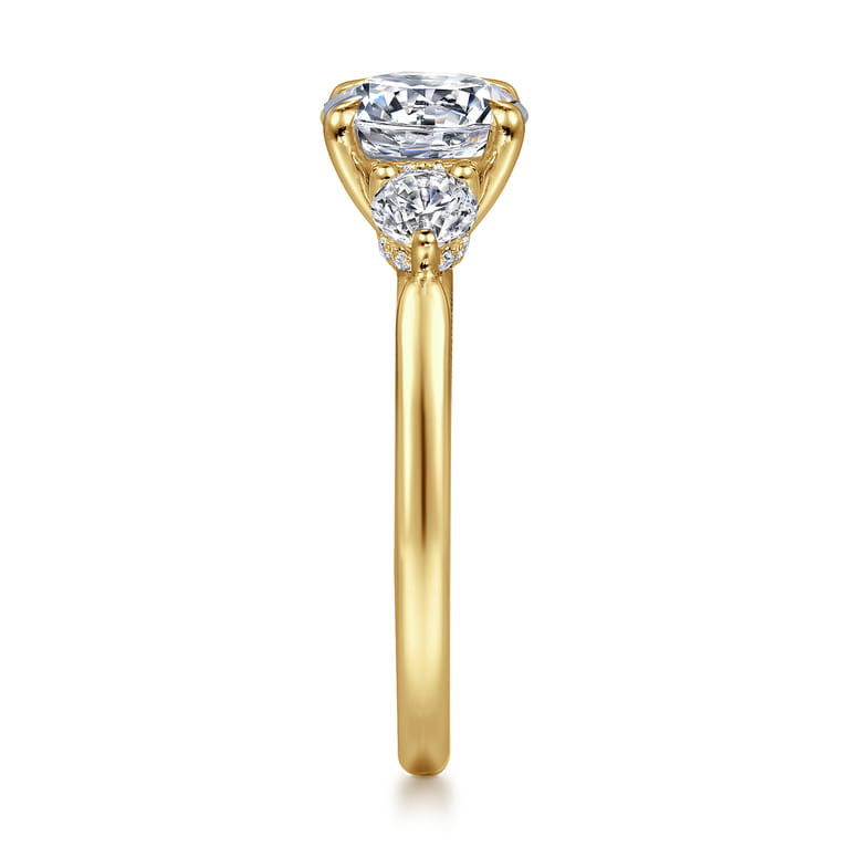 Abbi - 14K Yellow Gold Round Three Stone Diamond Engagement Ring - 0.55 ct - Shot 5