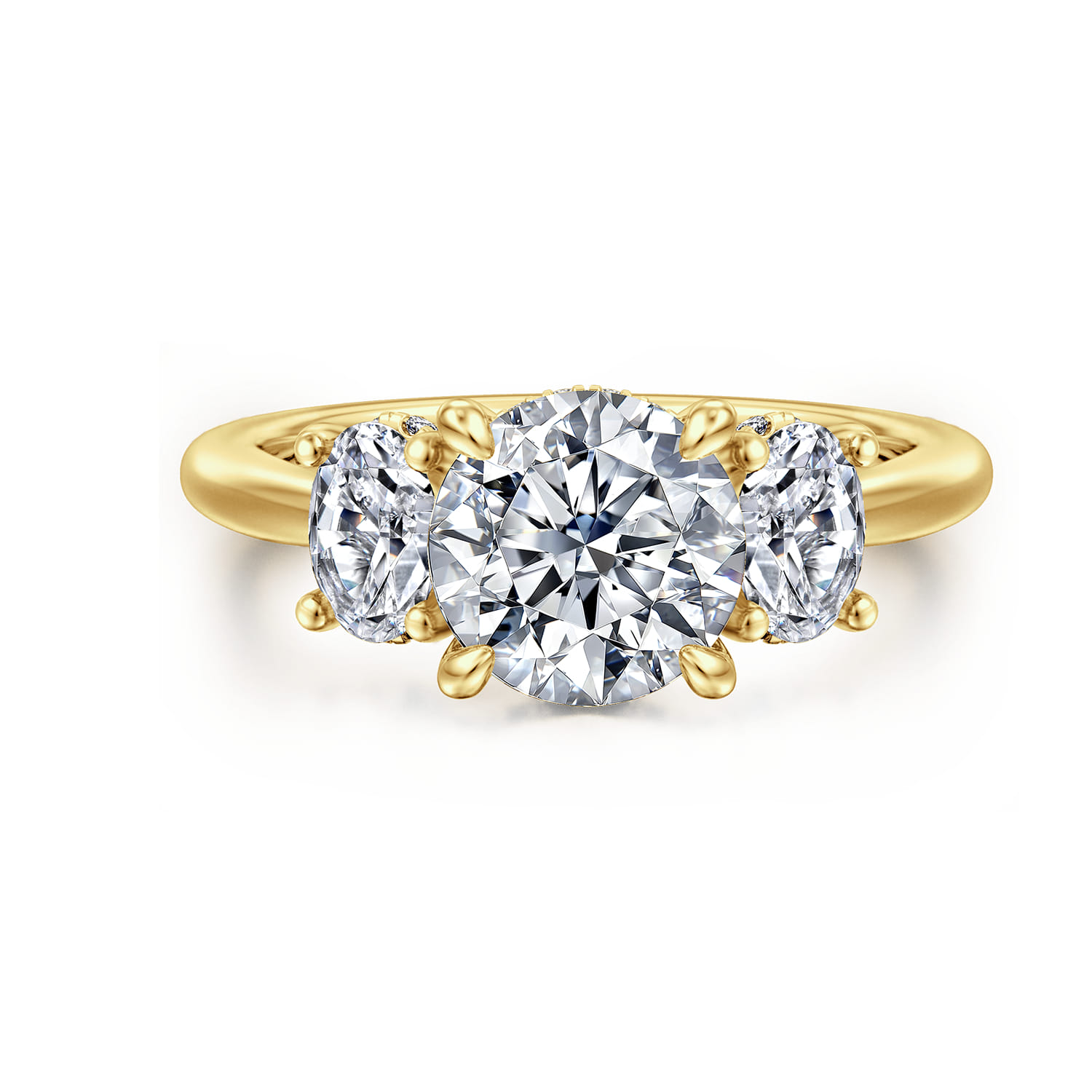 Charisa - 14K Yellow Gold Round Three Stone Diamond Engagement Ring - 0.7 ct - Shot 1