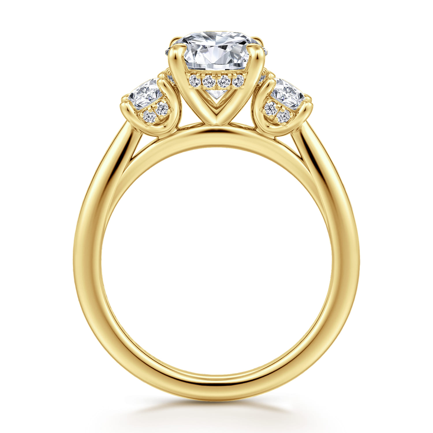 Charisa - 14K Yellow Gold Round Three Stone Diamond Engagement Ring - 0.7 ct - Shot 2