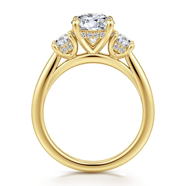 Charisa - 14K Yellow Gold Round Three Stone Diamond Engagement Ring - 0.7 ct - Shot 2