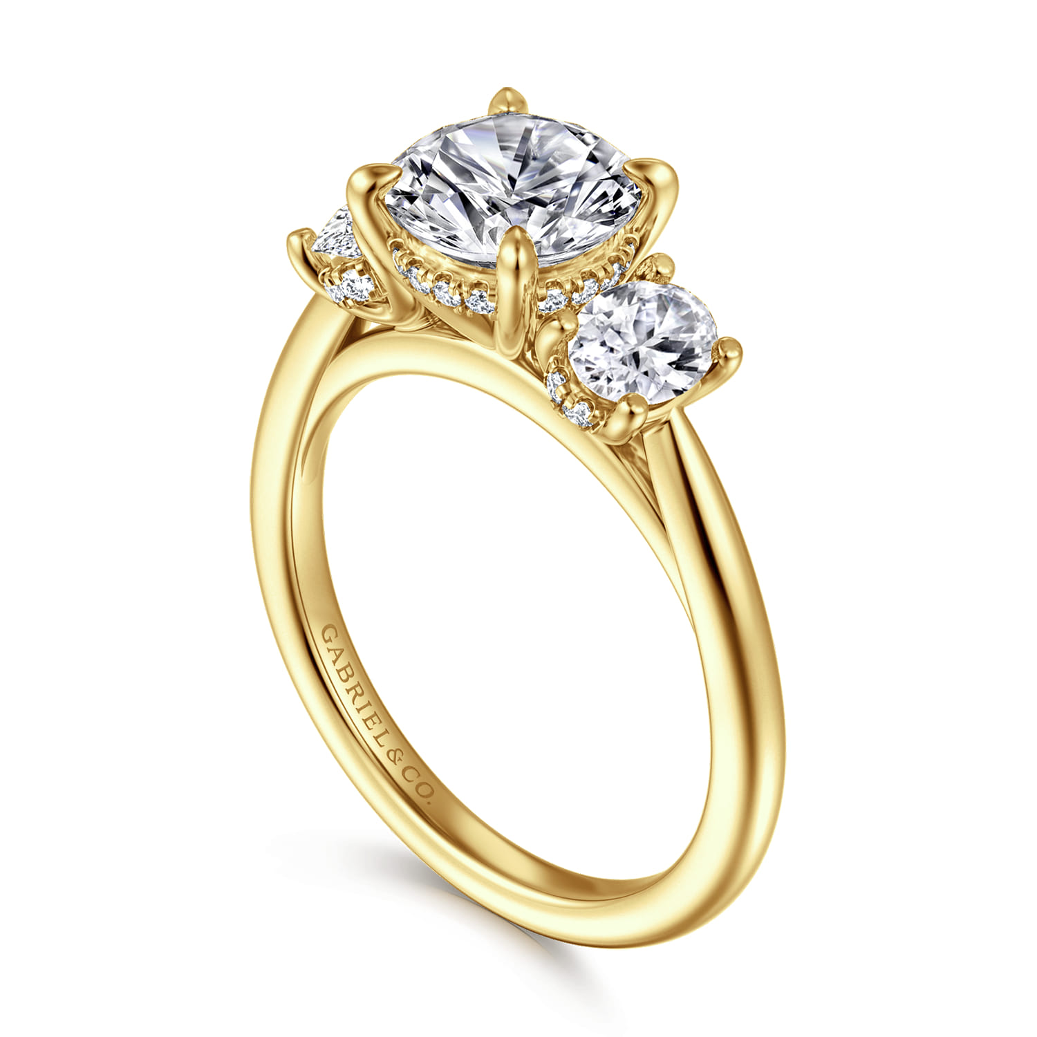 Charisa - 14K Yellow Gold Round Three Stone Diamond Engagement Ring - 0.7 ct - Shot 3