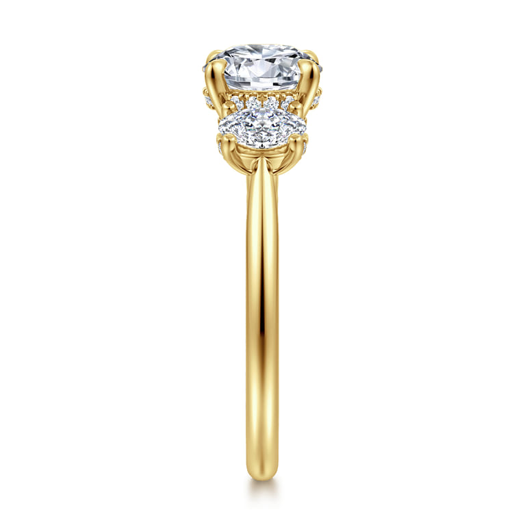 Charisa - 14K Yellow Gold Round Three Stone Diamond Engagement Ring - 0.7 ct - Shot 4