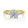 Feana - 14K Yellow Gold Round Three Stone Diamond Engagement Ring - 0.35 ct