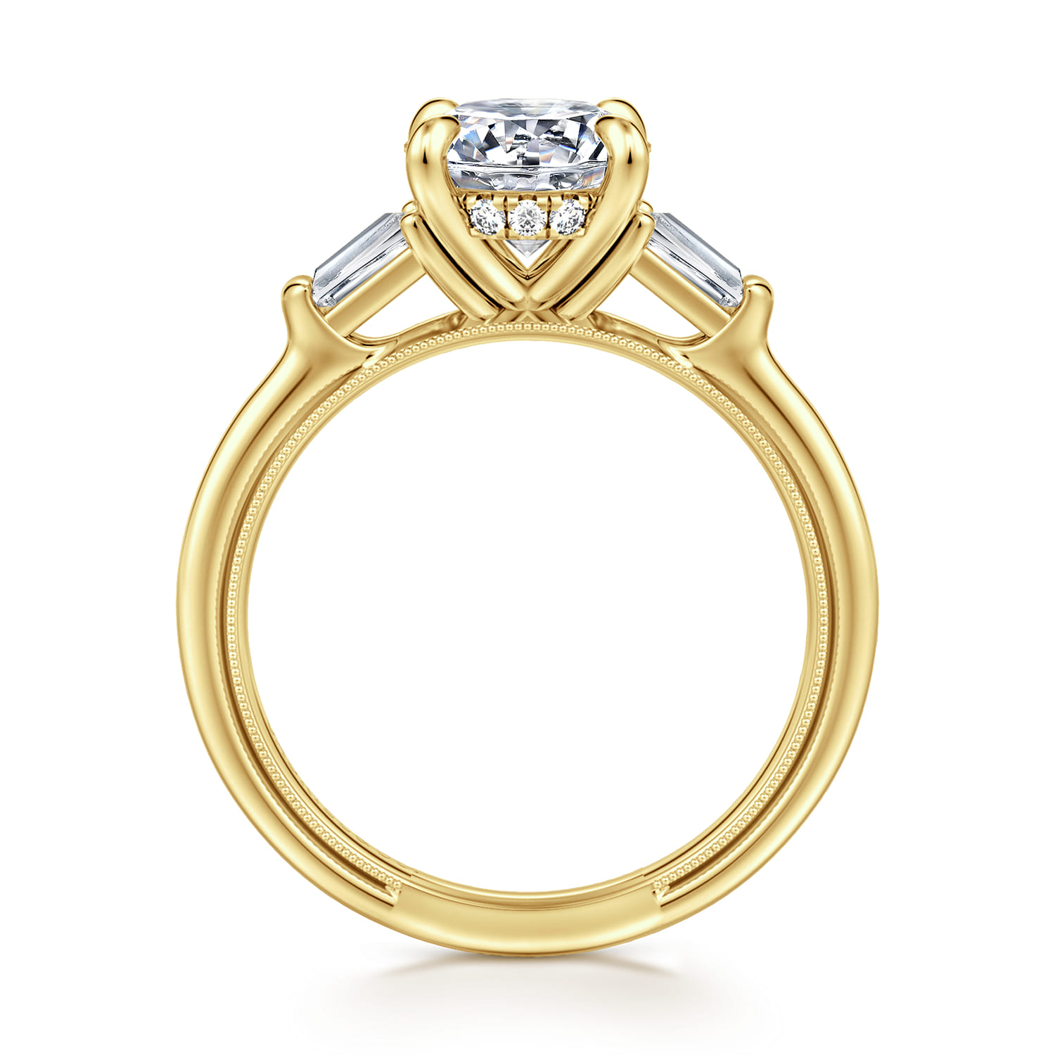 Feana - 14K Yellow Gold Round Three Stone Diamond Engagement Ring - 0.35 ct - Shot 2
