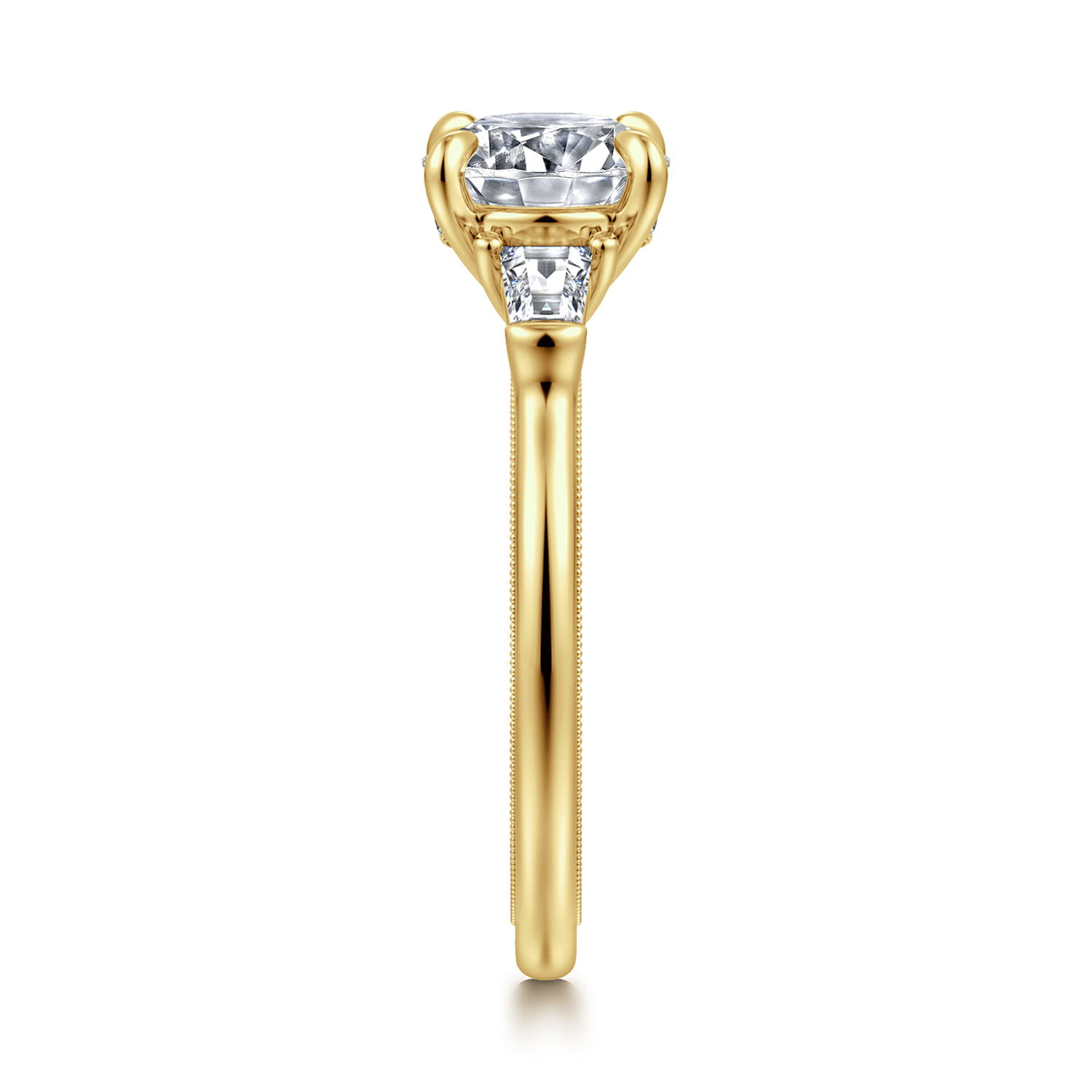 Feana - 14K Yellow Gold Round Three Stone Diamond Engagement Ring - 0.35 ct - Shot 4