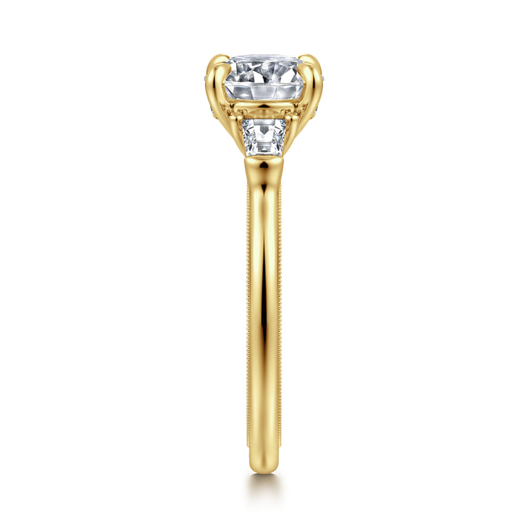 Feana - 14K Yellow Gold Round Three Stone Diamond Engagement Ring - 0.35 ct - Shot 4