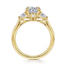 Reema - 14K Yellow Gold Round Three Stone Lotus Diamond Engagement Ring - 0.24 ct