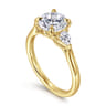 Reema - 14K Yellow Gold Round Three Stone Lotus Diamond Engagement Ring - 0.24 ct