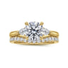 Reema - 14K Yellow Gold Round Three Stone Lotus Diamond Engagement Ring - 0.24 ct