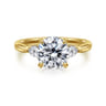 Reema - 14K Yellow Gold Round Three Stone Lotus Diamond Engagement Ring - 0.24 ct
