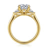 Reema - 14K Yellow Gold Round Three Stone Lotus Diamond Engagement Ring - 0.24 ct