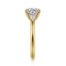 Reema - 14K Yellow Gold Round Three Stone Lotus Diamond Engagement Ring - 0.24 ct