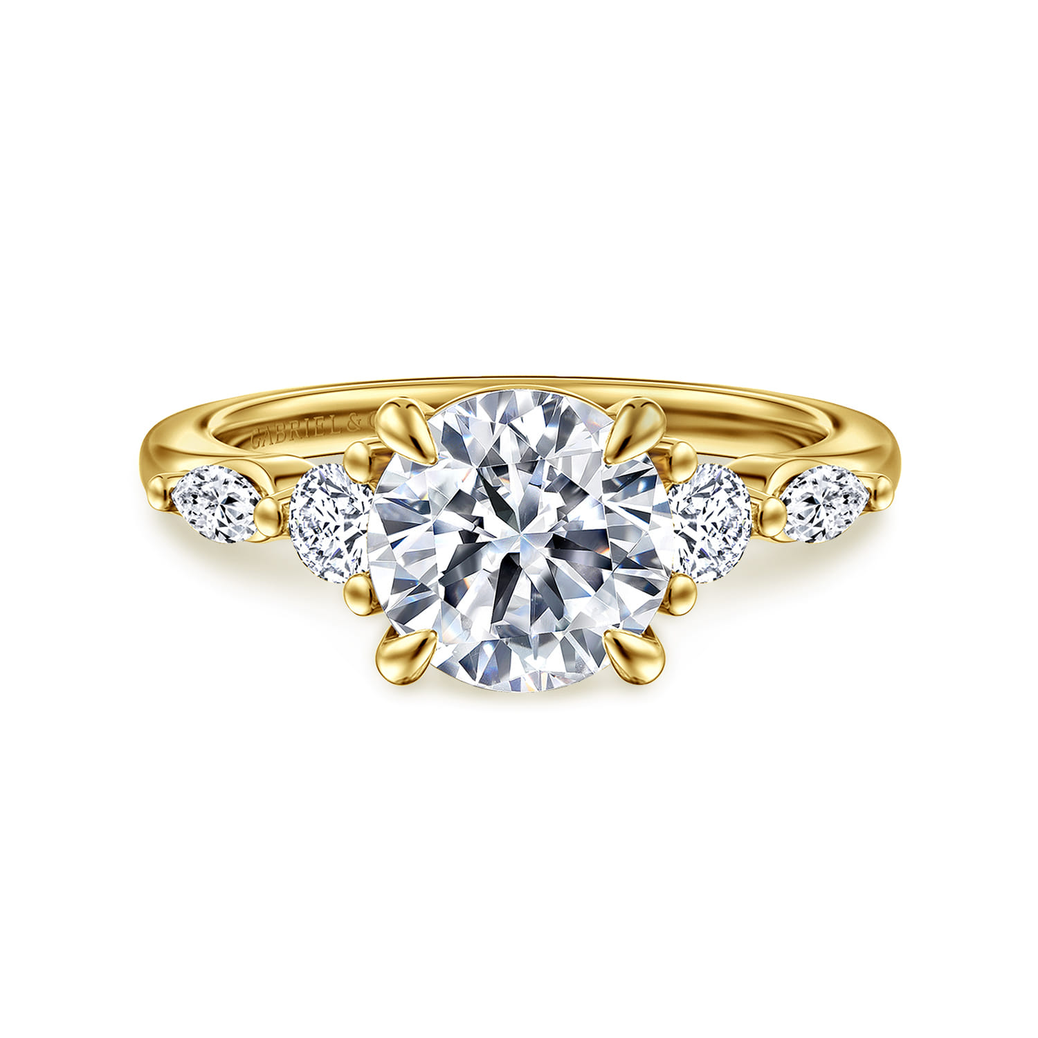 Cian - 14K Yellow Gold Round Five Stone Diamond Engagement Ring - 0.36 ct - Shot 1