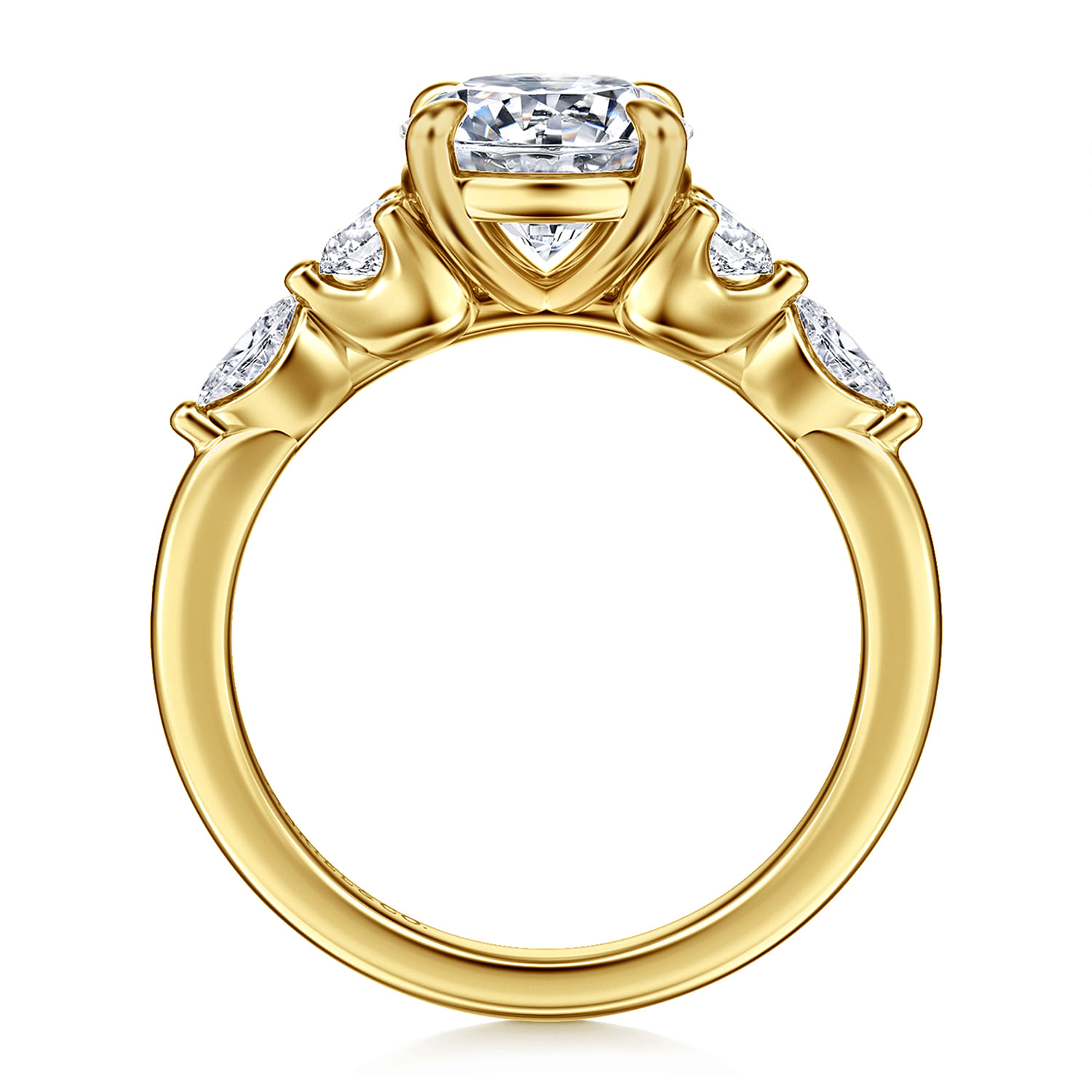 Cian - 14K Yellow Gold Round Five Stone Diamond Engagement Ring - 0.36 ct - Shot 2