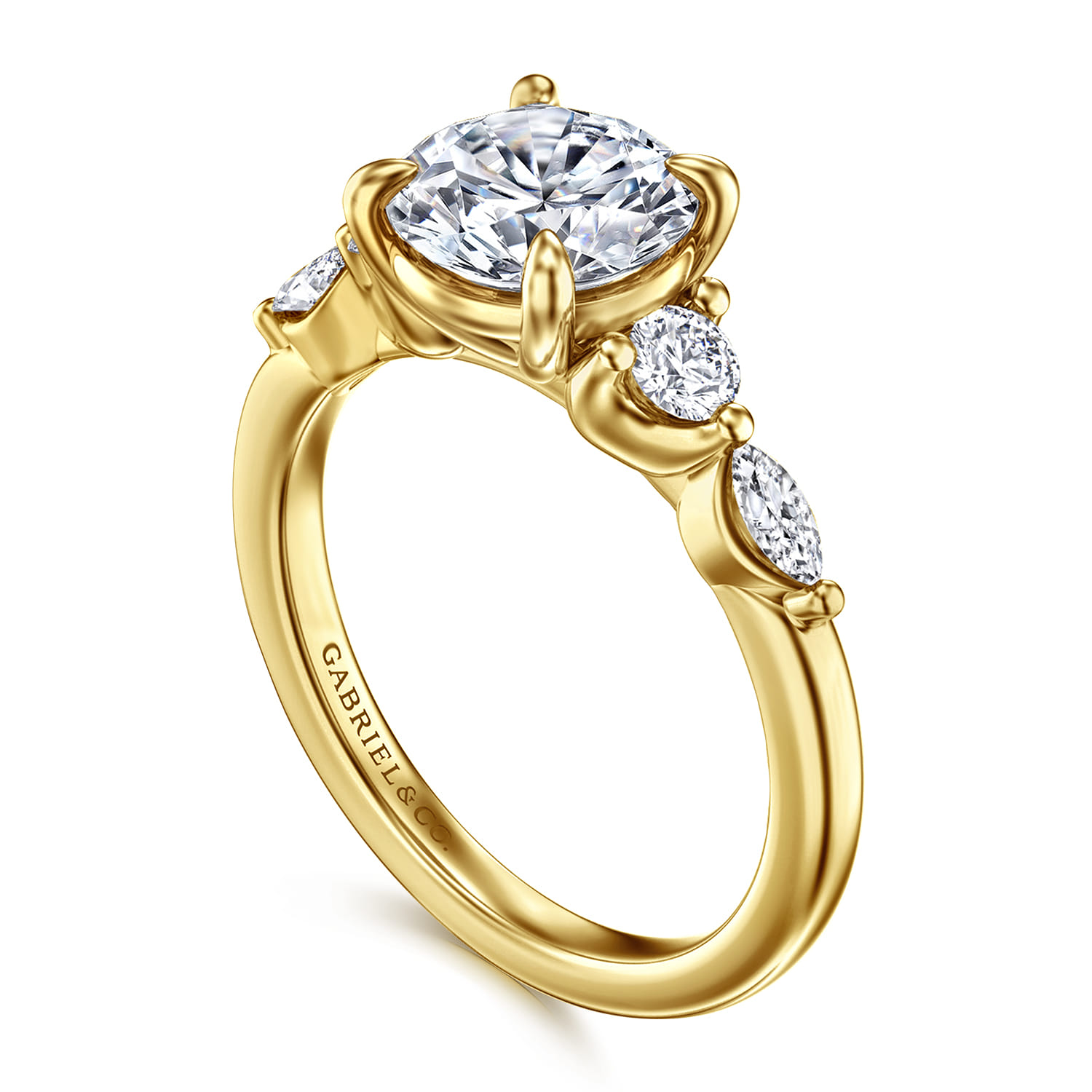 Cian - 14K Yellow Gold Round Five Stone Diamond Engagement Ring - 0.36 ct - Shot 3