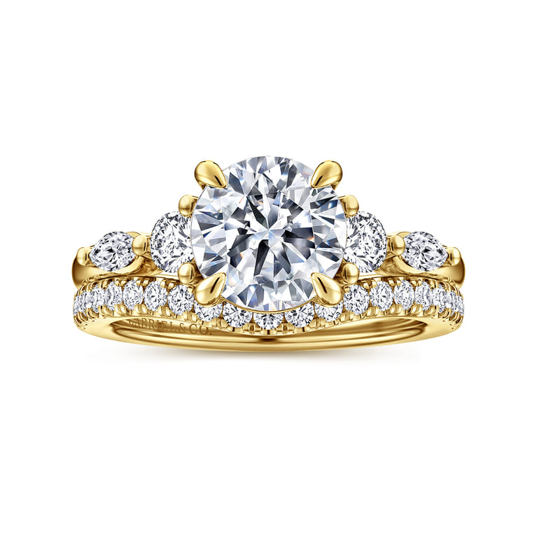 Cian - 14K Yellow Gold Round Five Stone Diamond Engagement Ring - 0.36 ct - Shot 4