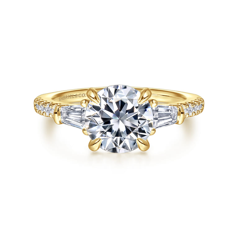 Kendal - 14K Yellow Gold Round Three Stone Diamond Engagement Ring - 0.45 ct - Shot 1