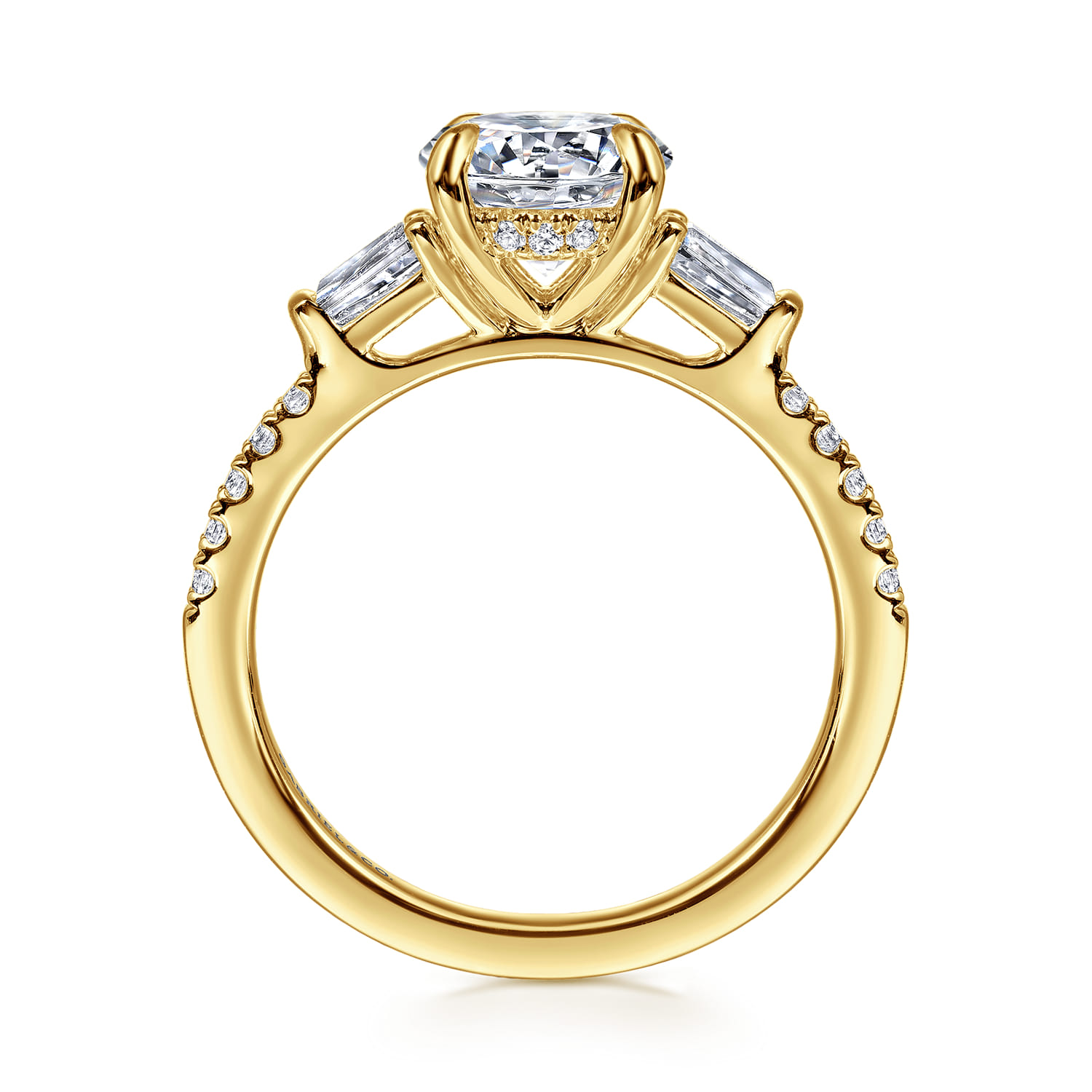Kendal - 14K Yellow Gold Round Three Stone Diamond Engagement Ring - 0.45 ct - Shot 2