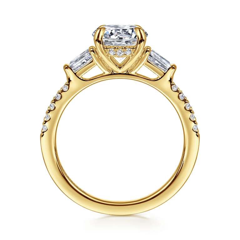 Kendal - 14K Yellow Gold Round Three Stone Diamond Engagement Ring - 0.45 ct - Shot 2