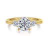 Georgia - 14K Yellow Gold Round Three Stone Diamond Engagement Ring - 0.3 ct