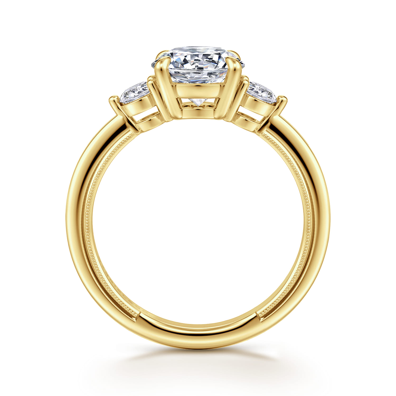 Georgia - 14K Yellow Gold Round Three Stone Diamond Engagement Ring - 0.3 ct - Shot 2