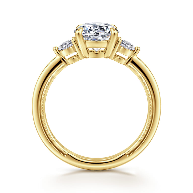 Georgia - 14K Yellow Gold Round Three Stone Diamond Engagement Ring - 0.3 ct - Shot 2