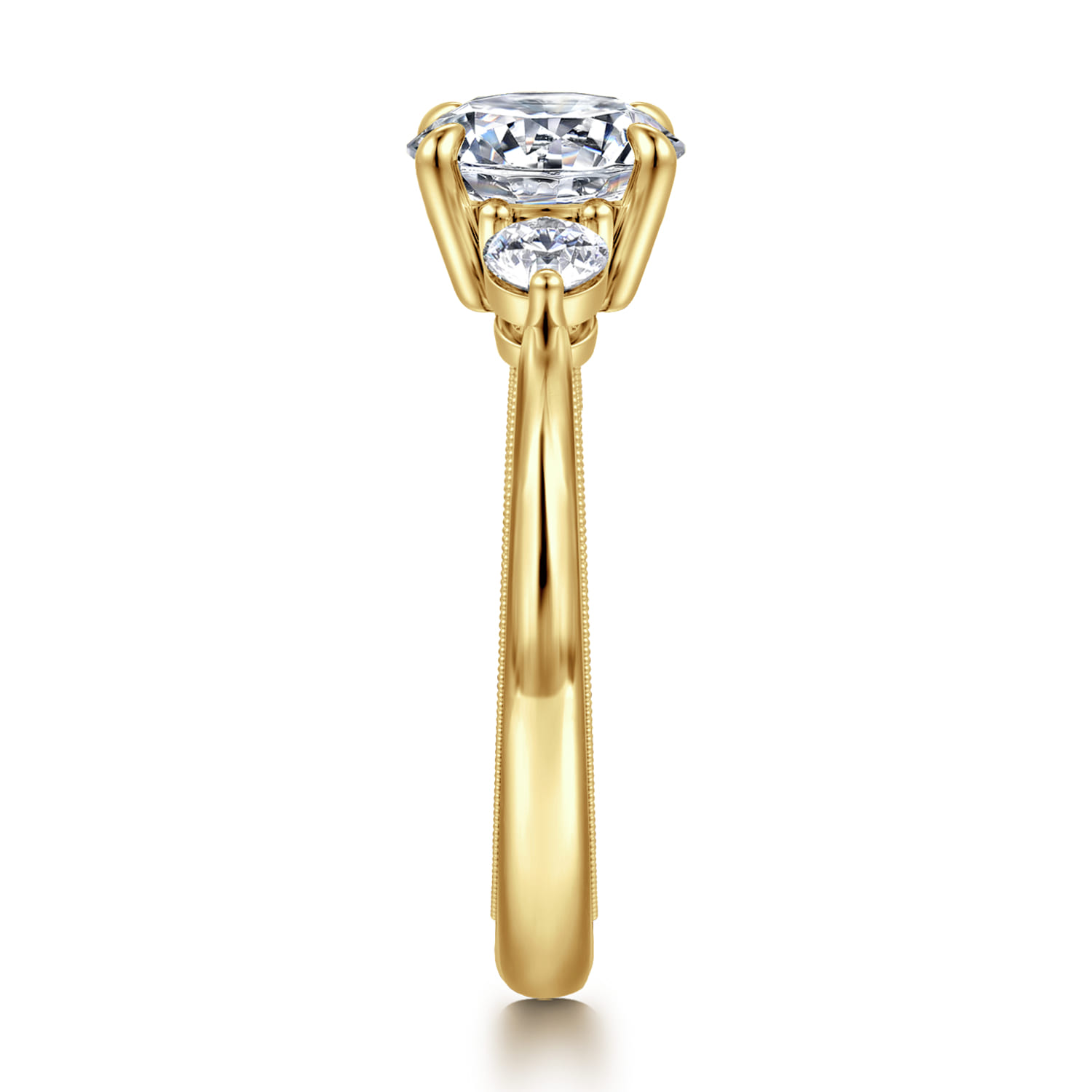 Georgia - 14K Yellow Gold Round Three Stone Diamond Engagement Ring - 0.3 ct - Shot 4