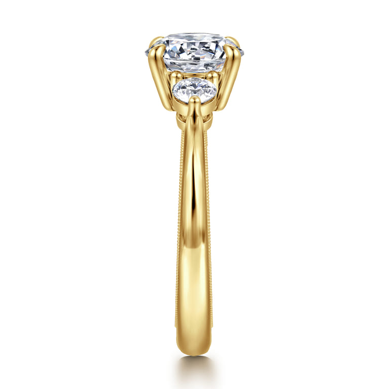 Georgia - 14K Yellow Gold Round Three Stone Diamond Engagement Ring - 0.3 ct - Shot 4