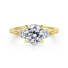 Madison - 14K Yellow Gold Round Three Stone Lotus Diamond Engagement Ring - 0.3 ct