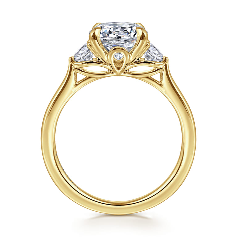 Madison - 14K Yellow Gold Round Three Stone Lotus Diamond Engagement Ring - 0.3 ct - Shot 2