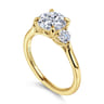 Madison - 14K Yellow Gold Round Three Stone Lotus Diamond Engagement Ring - 0.3 ct