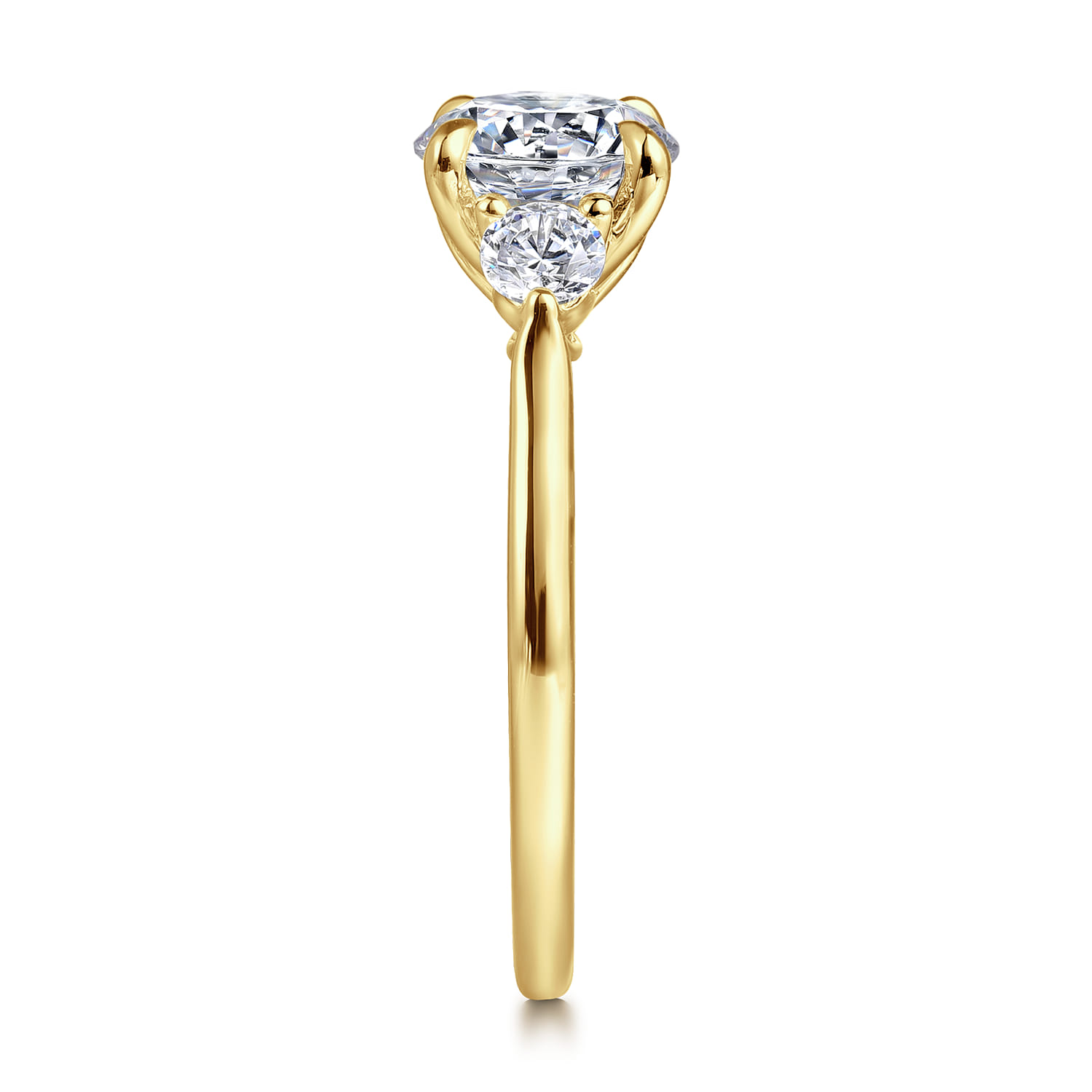 Madison - 14K Yellow Gold Round Three Stone Lotus Diamond Engagement Ring - 0.3 ct - Shot 5