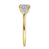 Madison - 14K Yellow Gold Round Three Stone Lotus Diamond Engagement Ring - 0.3 ct