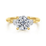 Madison - 14K Yellow Gold Round Three Stone Lotus Diamond Engagement Ring - 0.3 ct