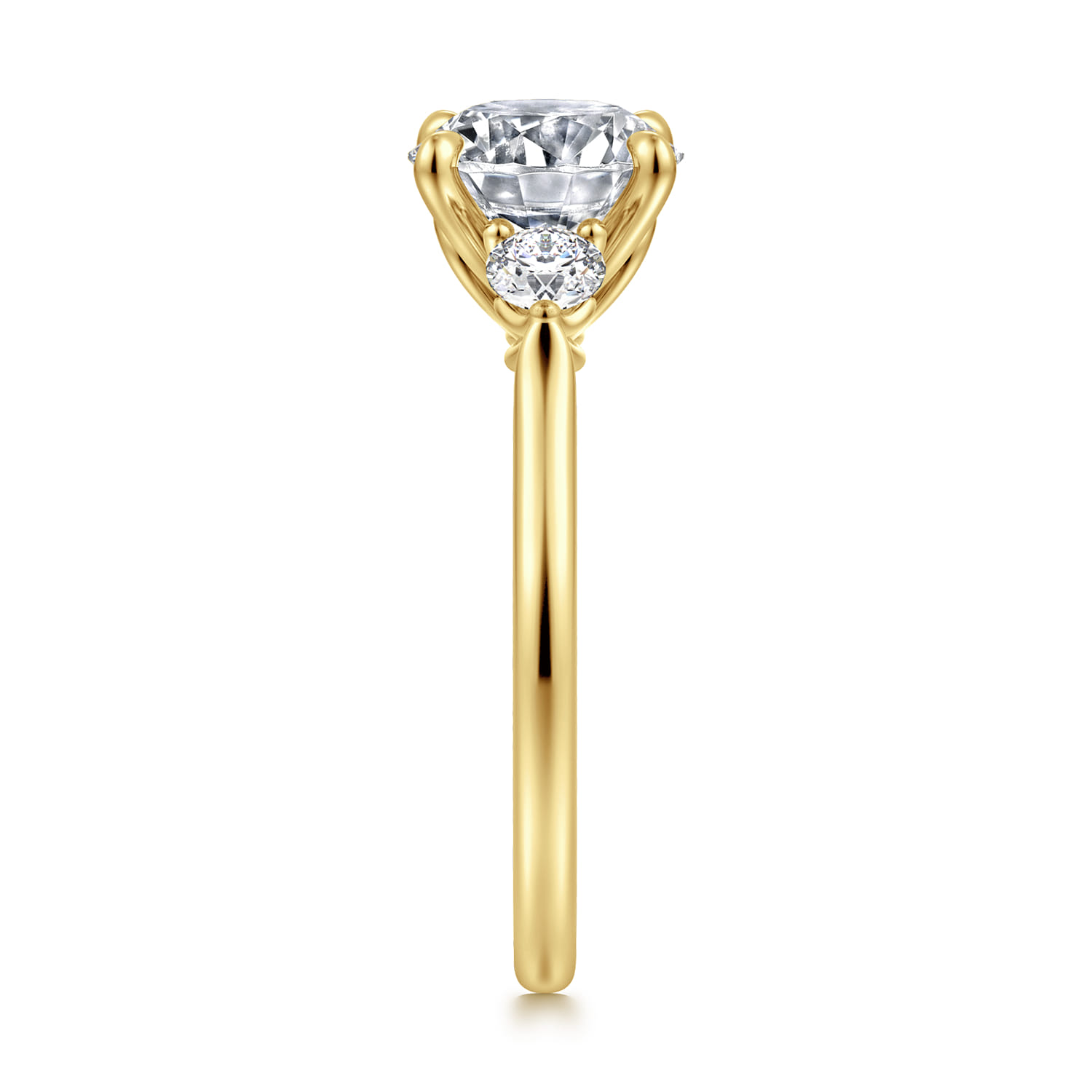 Madison - 14K Yellow Gold Round Three Stone Lotus Diamond Engagement Ring - 0.3 ct - Shot 4
