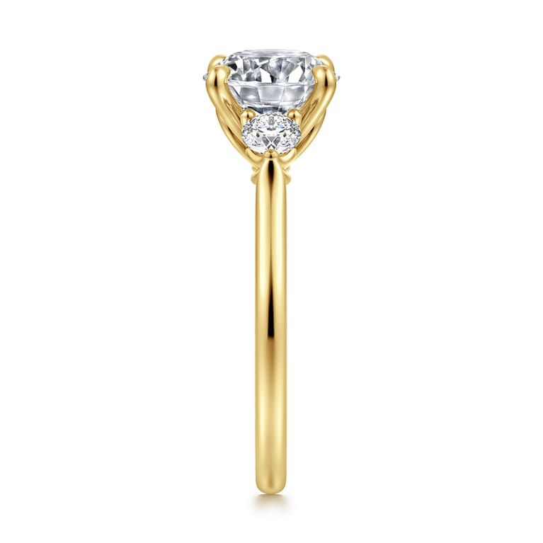 Madison - 14K Yellow Gold Round Three Stone Lotus Diamond Engagement Ring - 0.3 ct - Shot 4