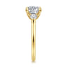 Madison - 14K Yellow Gold Round Three Stone Lotus Diamond Engagement Ring - 0.3 ct