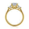 Miami - 14K Yellow Gold Oval Three Stone Lotus Diamond Engagement Ring - 0.3 ct