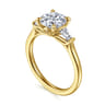 Miami - 14K Yellow Gold Oval Three Stone Lotus Diamond Engagement Ring - 0.3 ct